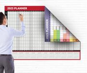 2025 Calendar A0 Large Size (84x118CM) Rolled Year Wall Planner Double Sided Red and Rainbow Design on Each Side Full Year for Home Office