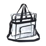 SARVERTIC Clear Tote Bag Transparent Bag Large Toiletry Bag Clear Crossbody Bag with Adjustable Shoulder Strap and Zipper Closure, Perfect for Stadium, Work, Sports Games, Concert