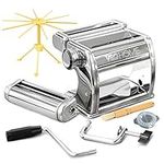 Manual Pasta Maker with Dryer - Multi-Pasta Stainless Steel Italian Flat Dough Machine with Adjustable Setting, Sharp Cutter, and Hand Crank - Fresh Homemade Noodles, Spaghetti, Lasagne | by VeoHome