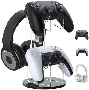 Universal 2 Tier Controller Holder and Headset Stand for PS4 PS5 Xbox ONE Switch, Controller Stand Gaming Accessories, Build Your Game Fortresses