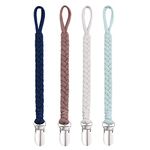 BASICSLIFE Dummy Clips for Baby boy, 4 Pack BPA Free Pacifiers Holders Leashes for Teether Toy or Soothie, Fits All Pacifiers Baby Teething Toys, (for Boy)