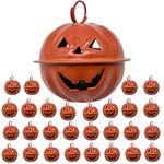 Maydahui 45PCS Pumpkin Shaped Jingle Bells 1.6 inch Jack O Lantern Face Design for Halloween Tree Decor Pet Cat Dog Necklace Collar and DIY Crafts