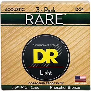 DR Strings Rare Phosphor Bronze Acoustic Guitar Strings, Light 12-54, 3-Pack (RPM-12-3PK)