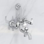 Plantex Pure Brass Wall Mixer 3-in-1 tap with L-Bend Provision for Showerhead & Hand Shower/Mixer Tap for bathroom with Brass Wall Flange & Teflon Tape/Wall Mixer for Bathroom-(COL-1019-Chrome)