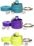 Lion Latch: As Seen on Shark Tank, Jewelry Box Case, Traveling Jewelry Holder Storage, Pill Box Keychain Container, 3-Pack - Yellow, Purple, Turquoise