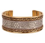 New! Touchstone Indian Bollywood Desire Beautifully Created Floral Braided Patterns Stylish Wrist Enhancer 1 Inch Free Size Designer Jewelry Cuff Bracelet in Gold Silver Tones for Women.