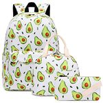 Avocado Girls School Backpacks for Kids Teens, 3-in-1 School Bag Bookbags Set with Lunch Bag Pencil Case