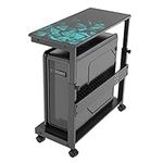 EUREKA ERGONOMIC Computer Tower Stand,Height Adjustable PC Tower Stand Heavy Duty ATX-Case CPU Holder 2-Tier CPU Rolling Stand Mobile Desktop Printer Cart with 4 Locking Swivel Casters Office Home