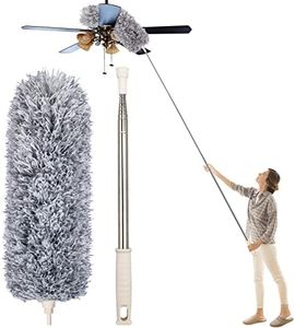 Newliton Microfiber Duster, Feather Duster with Extension Pole 30’’-100’’(Stainless Steel), Extendable Long Dusters for Cleaning Ceiling, Fan High Ceiling, Blinds Baseboards Cobweb Furniture & Cars.