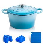 MICHELANGELO Enamel Cast Iron Dutch Oven, 5Qt Blue