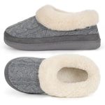 HomeTop Women's Comfortable Memory Foam Loafer House Shoes Warm Fuzzy Plush Winter Slipper with Durable Rubber Sole (8, Gray)