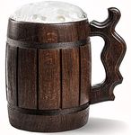 Handmade Wooden Rustic Beer Mug Real Oak Eco-friendly Wood Stainless Steel Cup 20 oz(600ml) Brown3 - Etno Motif Wood Viking Beer Mug Stein - Beer Tankard Irish Retro Halloween - Cowboys Beer Mug