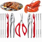 ESOOEY 11Pcs Seafood Tools Set Crab Lobster Crackers Stainless Steel Seafood Crackers & Forks Cracker Opener Shellfish Lobster Crab Leg Sheller Nut Crackers