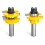 MEANLIN 2PCS Bit Shaker Rail and Stile Router Bit Set 1/2 Inch Shank Woodworking Tongue and Groove Router Bit Raised Panel Milling Cutter Tools for Cabinet Door, Frames and More