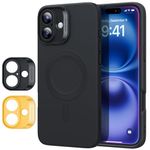 ESR for iPhone16 Case with MagSafe, Supports Magnetic Charging, Smooth & Slim Silicone Case, TPU, Shockproof, Full Screen and Camera Protection, Soft Microfiber Lining,Black