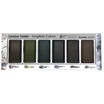 Kuretake Gansai Tambi GRAPHITE Colors, 6 Color Set, Watercolor Paint set, Ideal for Calligraphy, Illustrations, Brush Lettering, Fineart and more, Black Sumi Ink color, Made in Japan, MC20GR/6V