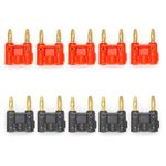 EIGHTNOO 10 Pcs Gold Plated Dual Banana Plug Speaker Connectors Screw Type Dual Tip Banana Plug Clips for Speaker Wires Black+Red