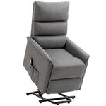 HOMCOM Power Lift Chair, Electric Recliner for Elderly, Padded Reclining Chair with Remote Control, Side Pockets for Living Room, Dark Grey