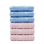 Mush Bamboo Hand Towels Set of 6 | 100% Bamboo Gym Towel for Men/Women Workout | Ultra Soft, Absorbent & Quick Dry Towel for Gym, Travel, Sports and Yoga | 75 X 35 cms | 600 GSM (Sky Blue & Pink)