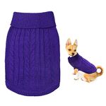 Small Dog Jumper, Warm Puppy Sweater for Small Dogs Winter Knitted Dog Pullover Soft Turtleneck Dog Clothes Vest for Pet Autumn, Winter Outfit for Yorkshire, Chihuahua, Welsh Corgi, Cat (S, Purple)