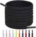 Handshop Half Round Shoelaces 1/4" Oval Shoe Laces (2 pairs) Replacements for Sneakers and Athletic Shoes Sports Black 48 inch (122cm)
