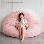 MAXYOYO Bean Bag Bed - Convertible Folds from Bean Bag Chair to Bed - Large Sofa with Plush Cover and Fluffy Filling Included for Adult, Guest (Pink, 180x180)