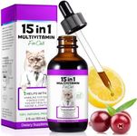 Cat Multivitamin,15 in 1 Cat Multivitamin Liquid Drops Supplements, Cat Vitamins for Heart Health, Bones, Joint, Skin & Coat, Bladder, Immune System Support 60ml