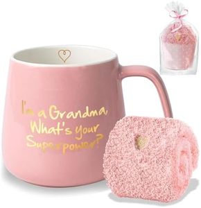 Coffee Mug for Grandma Mothers Day - I'm a Grandma What's Your Superpower Ceramic Tea Cup - Birthday Presents for Mothers and Grandma Pink 350ml 12oz (Grandma)