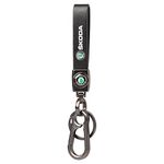 Techpro Long Leather Metal & Leather Finish Key Chain, Stylish Key Ring with Hook for Gift, Men & Women