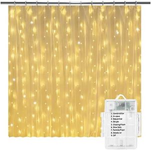 Solhice Fairy Lights for Shower Curtain, 72 x 72 Inches Battery Operated Waterproof Christmas Curtain String Lights with 10 Hooks for Bathroom, 180 LEDs Indoor Outdoor Decor (NO Curtain)