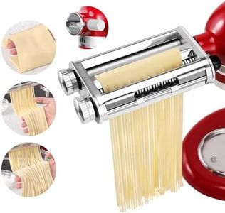 FavorKit Pasta Maker Attachment 3 in 1 Set Compatible for KitchenAid Mixers Plus Hub Knob Screw Accessory Included Pasta Sheet Roller, Spaghetti Cutter, Fettuccine Cutter and Cleaning Brush