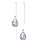 El Regalo Modern Opal Cat's Eye Drop Threader Earrings for Girls & Women - Perfect Valentines Day Gift for Her (Pink Threader)