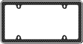 Cruiser Accessories 18525 Button Tuck Bling License Plate Frame, Chrome/Black/Clear