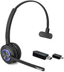 Leitner LH470 – Wireless Computer Headset with Microphone – Zoom and Teams Headset – DECT USB Dongle Headset for Softphone, Computer, Laptop, and Tablet – Single or Dual-Ear Wearing Style