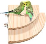 HUIRUMM Bird Perch Platform Stand Wood,2 Pieces Bird Perches Bird Platform Perch with Pet Toys Playground Paw Grinding Clean for Parakeet Gerbil Cockatiel Budgie Rat Mouse Chinchilla Hamster