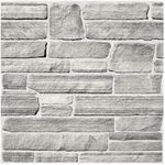 COMSTICKC 10 Pcs 3D Faux Stone Wall Panel Peel and Stick Wall Tiles -12"X12" Easy DIY Thin PVC Gray Stone Self Adhesive Wall Tiles Stone veneers for Interior Wall Decor Fireplace Farmhouse Decor