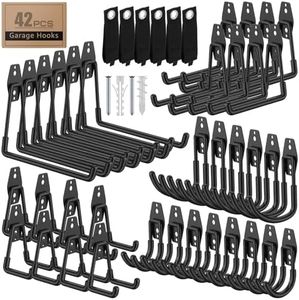 ITCPRIM 42 Pack Garage Hooks with Anti-Slip Coating Heavy Duty Wall Mount Hooks for Garage Storage and Hanging Hoses Bike Garden Tools Ropes etc