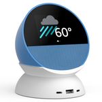 Echo Spot Bundle: Includes Echo Spot | Ocean Blue & Made for Amazon Stand with USB-C and USB-A Charging Ports | Glacier White