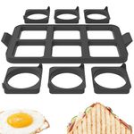 Griddle Egg Ring Tray 6-Piece Cavity Silicone Egg Cooking Ring Detachable Pancake Mold with 6 Round Molds Heat-Resistant Egg Pancake Cooking Tool Dishwasher Safe Egg Fried Mold for Kitchen (Grey)