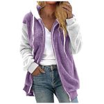 RLEHJN Womens Fleece Jacket Limited Time Deals Sales Clearance Winter Fluffy Coat Plain Cozy Fuzzy Sherpa Hoodie Full Zip Warm Plush Cardigan Hooded Overcoat with Pockets Plus Size Size 8-22