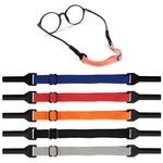 5 Pcs/5 Colors Adjustable Glasses Strap, Universal Eyeglasses Strap Silicone Sunglasses Holder Strap, LIAMGUS Colorful Elastic Glasses Non-slip Rope, Eye Glasses String Holder Retainers, for Men Women