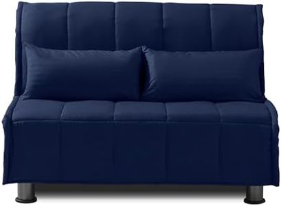 EVERGREENWEB - Divano letto 2 posti con Materasso Piazza e Mezzo 120x190 in Waterfoam Ortopedico Prontoletto con Rivestimento sfoderabile e lavabile colore Blu 2 Cuscini supersoft abbinati - Evening