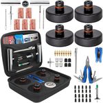 Rubber Jack Pad and Tire Repair Tool Kit with Screws Plugs Nails for Tesla Model 3 Y X S, 4 Pucks Lifting Jack Pucks for Tesla with Storage Case, Car Emergency Kit Flat Tire Puncture Repair for Tesla