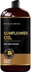 Brooklyn Botany Sunflower Oil for Skin, Hair and Face – 100% Pure and Natural Body Oil and Hair Oil - Carrier Oil for Essential Oils, Aromatherapy and Massage Oil – 28 fl Oz