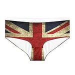 HUGS IDEA Womens Knickers Soft Panties Novelty British UK Flag Print High Waisted Underwear Full Briefs Ladies Panties