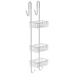 Bamodi Shower Caddy Hanging - 3-Tier Over Door Shower Basket Chrome-Plated - No Drilling Required - Fits Shower Screens up to 2 cm - Hangable Shower Rack with 2 Towel Hooks (70 x 19 x 18,5 cm)