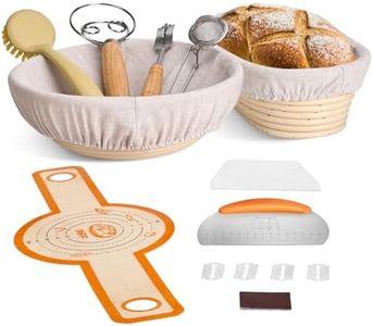 Banneton Bread Proofing Basket Set,10 Inch Round & 9 Oval Sourdough Bread Baking Supplies With Linen Liner - Sourdough Starter Kit