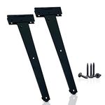 Garden Gate Hinges for Wooden Shed - 12 Inch 2Pcs Weather & Rustproof Powder Coating Metal Tee Strap Black Door Hinges for Garden Shed, Window, Fence, and Barn Gates