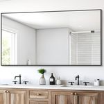 DESBING Black Bathroom Mirror for Wall, 30x55 Inch Rectangle Mirrors with Metal Frame, Modern Vanity Wall Mirror Decor for Entryway Hangs, Bathroom Living Room Horizontal or Vertical