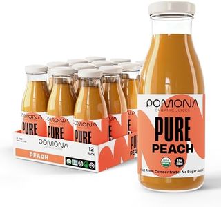 Pomona Organic Peach Juice (Pack of 12), Cold Pressed USDA Organic Juices, 100% Peaches, No Added Sugar, Not From Concentrate, Vegan, Kosher, Non GMO, Pasteurized, 8.4 oz Glass Bottles